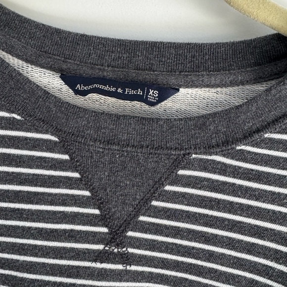Abercrombie & Fitch Gray White Striped Tunic Sweatshirt Dress Cotton Pullover XS - Picture 4 of 10